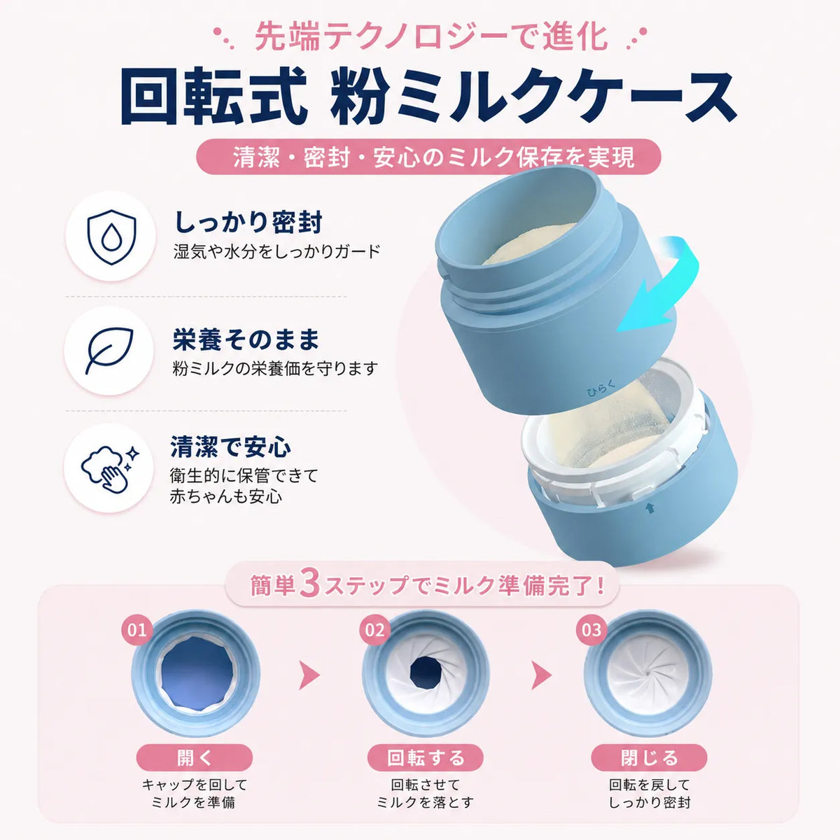 MM くるポン 粉ミルクケース付き哺乳瓶